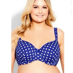 Avenue CCX Blue Polka Dot Underwire‎ Bra Plus Size Lingerie